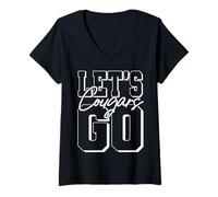 Womens Let's Go Cougars Back to School Spirit V-Neck T-Shirt