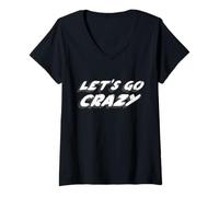Womens Let's Go Crazy | 1980's song 90's Music Purple One V-Neck T-Shirt