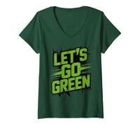 Women's Let's GO Green Tournament War Game Day Matching Irish Sports V-Neck T-Shirt