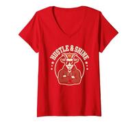 Women's Let's Go Hustle & Shine Goat Game Day Best Dad Ever Football V-Neck T-Shirt
