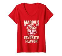 Women's Let's Go Maroon is My Favorite Flavor No Crayons Left Behind V-Neck T-Shirt