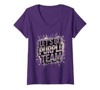Women's Let's GO Purple Team Building Spirit W ield Day My Cheer V-Neck T-Shirt