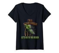 Women's Let's Go to The Beach - Funny Storm Chasing V-Neck T-Shirt