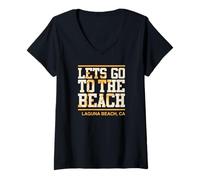 Women's Lets Go to The Beach Laguna Beach California V-Neck T-Shirt