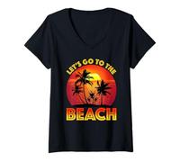 Womens Let's Go to The Beach V-Neck T-Shirt