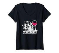 Women's Let's go Wine Tasting on The Couch V-Neck T-Shirt