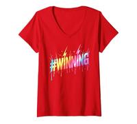 Women's Let's Go Winner #Winning All We Do Win Motivational Game Day V-Neck T-Shirt