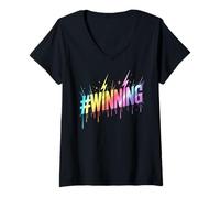 Women's Let's Go #Winning All We Do Win Motivational Field Day V-Neck T-Shirt