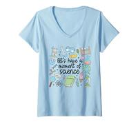 Womens Let's Have A Moment Of Science Lovers Funny Scientist Cute V-Neck T-Shirt