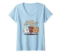 Women's Let's Make S'More Memories Tonight Camper Funny Camping V-Neck T-Shirt