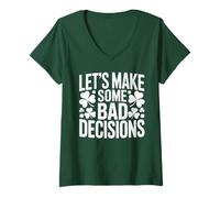 Women's Let's Make Some Bad Decisions St Patricks Day Shamrock V-Neck T-Shirt