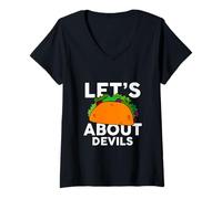 Women's Let's Taco About Devils T-Shirt Halloween Costume Shirt V-Neck T-Shirt
