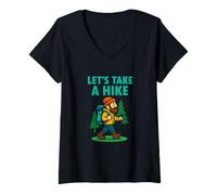 Womens Let's Take a Hike Funny Hiking Graphic V-Neck T-Shirt