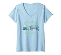 Women's Let's Take It Slow Funny Snail V-Neck T-Shirt