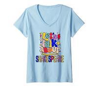 Womens Let's Talk About Shakespeare Humorous Slogan Meme V-Neck T-Shirt