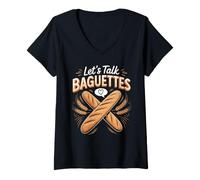 Women's Let's Talk Baguettes French Bread V-Neck T-Shirt