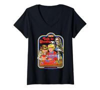 Womens Let's Talk to Ghosts Demon Retro Vintage Funny Adult Humor V-Neck T-Shirt