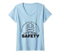 Womens Lets Think Safety | Safety First | National Safety Day Gift V-Neck T-Shirt