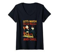Womens Let's Watch Horror Movies and Chill Dracula V-Neck T-Shirt