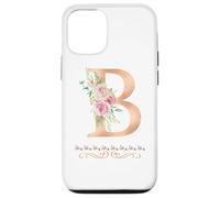 WOMENS LETTER 'B' INITIAL WATERCOLOR DUSTY PINK ROSE FLOWER Case for iPhone 12/12 Pro