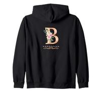 WOMENS LETTER 'B' INITIAL WATERCOLOR DUSTY PINK ROSE FLOWER Zip Hoodie
