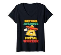 Womens Letter Carrier Beyond Average Postal Worker Funny Nacho V-Neck T-Shirt