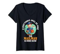 Womens Letter Carrier Everything Will BE FINE Mailman Postman V-Neck T-Shirt