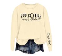 Women's Letter Crewneck Sweatshirts Graphic Winter Fall Trendy Plus Size Sweaters Casual Loose Fit Clothes Backwoods Fashion Gothic 2025 Vintage Y2K Western Womens Funny Sweatshirts Beige