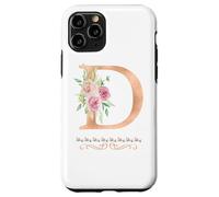 WOMENS LETTER 'D' INITIAL WATERCOLOR DUSTY PINK ROSE FLOWER Case for iPhone 11 Pro