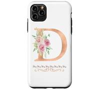 WOMENS LETTER 'D' INITIAL WATERCOLOR DUSTY PINK ROSE FLOWER Case for iPhone 11 Pro Max