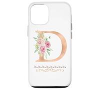 WOMENS LETTER 'D' INITIAL WATERCOLOR DUSTY PINK ROSE FLOWER Case for iPhone 12/12 Pro