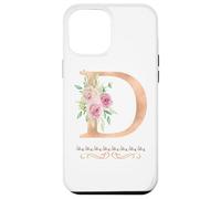 WOMENS LETTER 'D' INITIAL WATERCOLOR DUSTY PINK ROSE FLOWER Case for iPhone 12 Pro Max