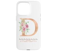 WOMENS LETTER 'D' INITIAL WATERCOLOR DUSTY PINK ROSE FLOWER Case for iPhone 15 Pro Max