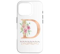 WOMENS LETTER 'D' INITIAL WATERCOLOR DUSTY PINK ROSE FLOWER Case for iPhone 16 Pro