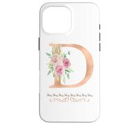 WOMENS LETTER 'D' INITIAL WATERCOLOR DUSTY PINK ROSE FLOWER Case for iPhone 16 Pro Max