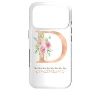 WOMENS LETTER 'D' INITIAL WATERCOLOR DUSTY PINK ROSE FLOWER Case for iPhone 17 Pro
