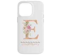 WOMENS LETTER 'E' INITIAL WATERCOLOR DUSTY PINK ROSE FLOWER Case for iPhone 14 Pro Max