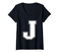 Womens Letter J Capital Alphabet Monogram Initial Name Letter J V-Neck T-Shirt