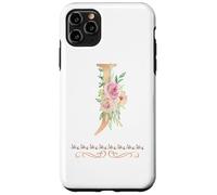 WOMENS LETTER 'J' INITIAL WATERCOLOR DUSTY PINK ROSE FLOWER Case for iPhone 11 Pro Max