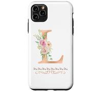 WOMENS LETTER 'L' INITIAL WATERCOLOR DUSTY PINK ROSE FLOWER Case for iPhone 11 Pro Max