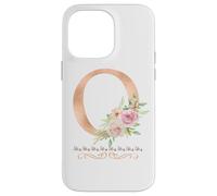 WOMENS LETTER 'O' INITIAL WATERCOLOR DUSTY PINK ROSE FLOWER Case for iPhone 14 Pro Max
