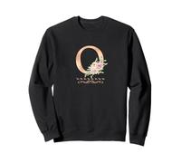 WOMENS LETTER 'O' INITIAL WATERCOLOR DUSTY PINK ROSE FLOWER Sweatshirt