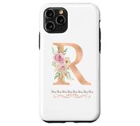 WOMENS LETTER 'R' INITIAL WATERCOLOR DUSTY PINK ROSE FLOWER Case for iPhone 11 Pro