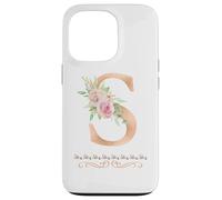 WOMENS LETTER 'S' INITIAL WATERCOLOR DUSTY PINK ROSE FLOWER Case for iPhone 13 Pro