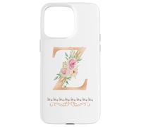 WOMENS LETTER 'Z' INITIAL WATERCOLOR DUSTY PINK ROSE FLOWER Case for iPhone 15 Pro Max