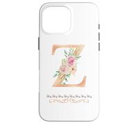 WOMENS LETTER 'Z' INITIAL WATERCOLOR DUSTY PINK ROSE FLOWER Case for iPhone 16 Pro Max