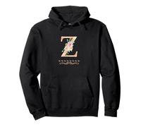 WOMENS LETTER 'Z' INITIAL WATERCOLOR DUSTY PINK ROSE FLOWER Pullover Hoodie