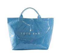 Women's Letters Print Tote Bag: Solid Color/Leopard/Cheetah Work Hobo | Waterproof PVC+Kraft Paper, for Shopping Travel, Blue, L