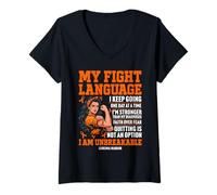 Women's Leukemia Cancer Warrior Blood Cancer V-Neck T-Shirt