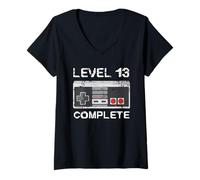 Womens Level 13 Complete 13th Wedding Anniversary for Him Husband V-Neck T-Shirt